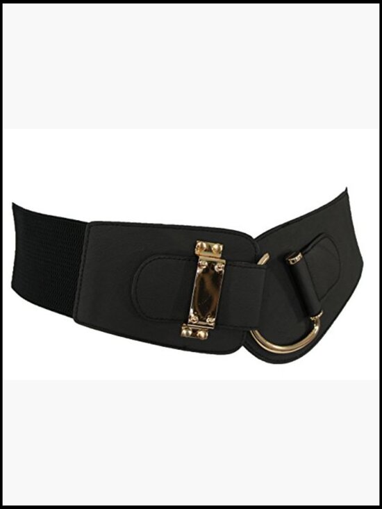 Wide Faux Leather Belt with Gold Metal Hook Buckle - Adjustable XS-XL main image 5